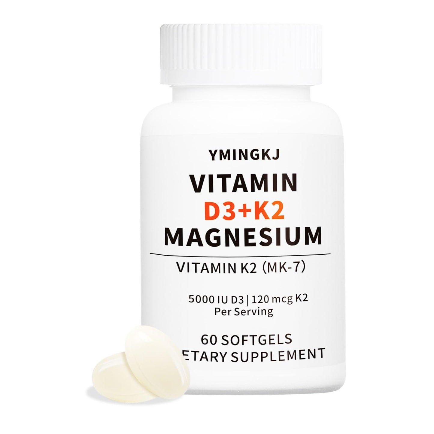 YMINGKJ Vitamin D3 K2 5000 IU Softgels, 60 Count