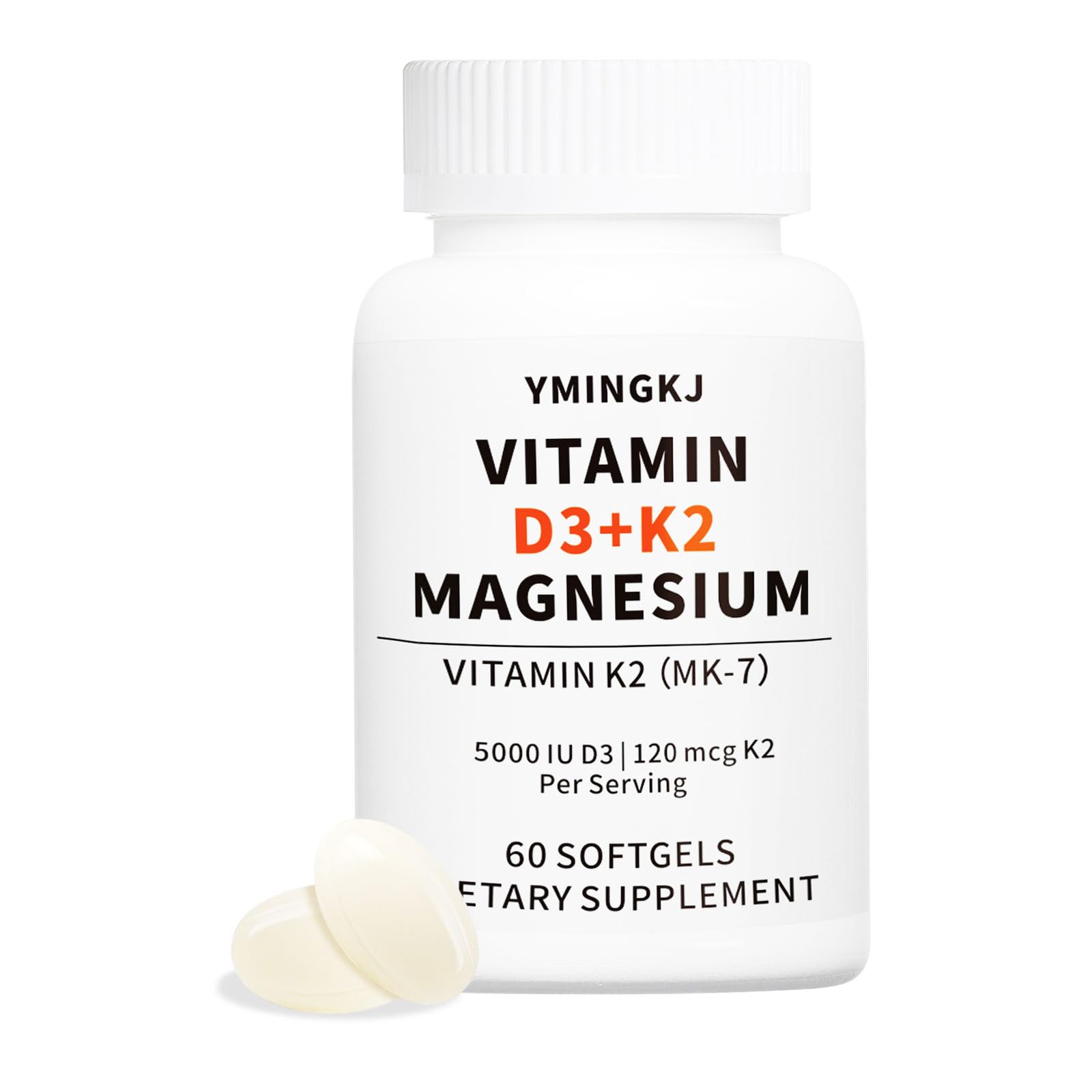 YMINGKJ Vitamin D3 K2 5000 IU Softgels, 60 Count