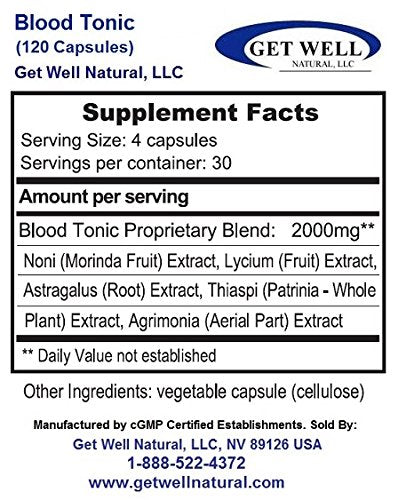 Get Well Natural, LLC Blood Tonic 240 Capsules