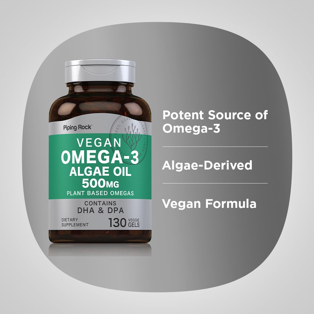 Piping Rock Omega 3 Algae Oil 500mg Softgels 130