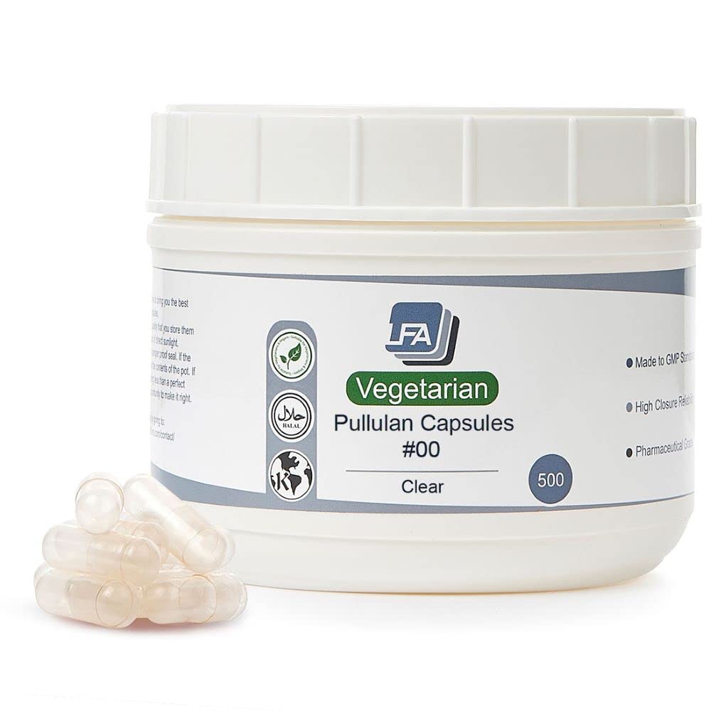 LFA Tablet Presses Empty 00 Capsules Vegan Pullulan, 500 Count