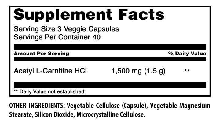 Amazing Nutrition Acetyl L-Carnitine Capsules, 120 Count