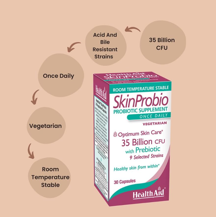 HealthAid SkinProbio Skin & Gut Probiotic Capsule, 30 Capsules