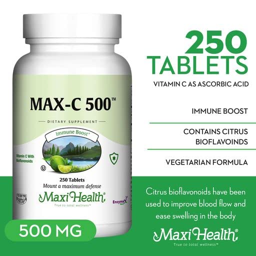 Maxi Health Maxi-C 500 Vitamin C Supplement Tablet, 250 Tablets