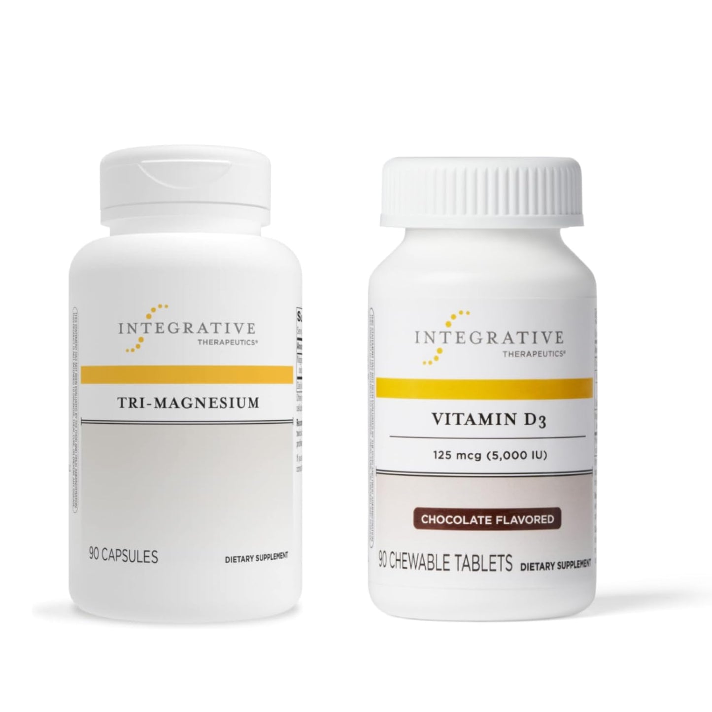 Integrative Therapeutics Tri-Magnesium Capsules & Vitamin D3 125 mcg Chewables Bundle, 180