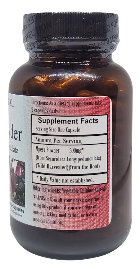 Barlowe's Herbal Elixirs Mpesu Root Powder (Securidaca longipedunculata) 60 Capsules