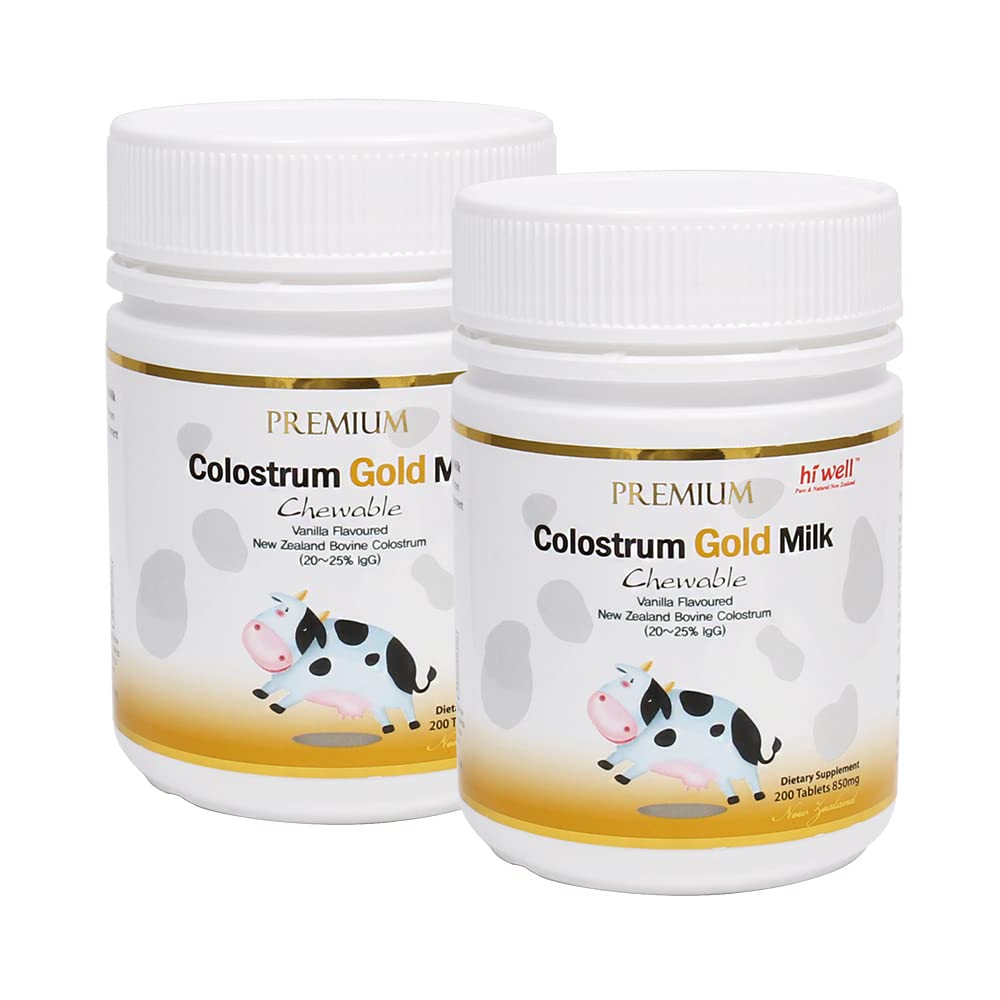 HI WELL PURE & NATURAL NEW ZEALAND Premium Grass-Fed Colostrum Gold Milk 400 Chewable Tablets