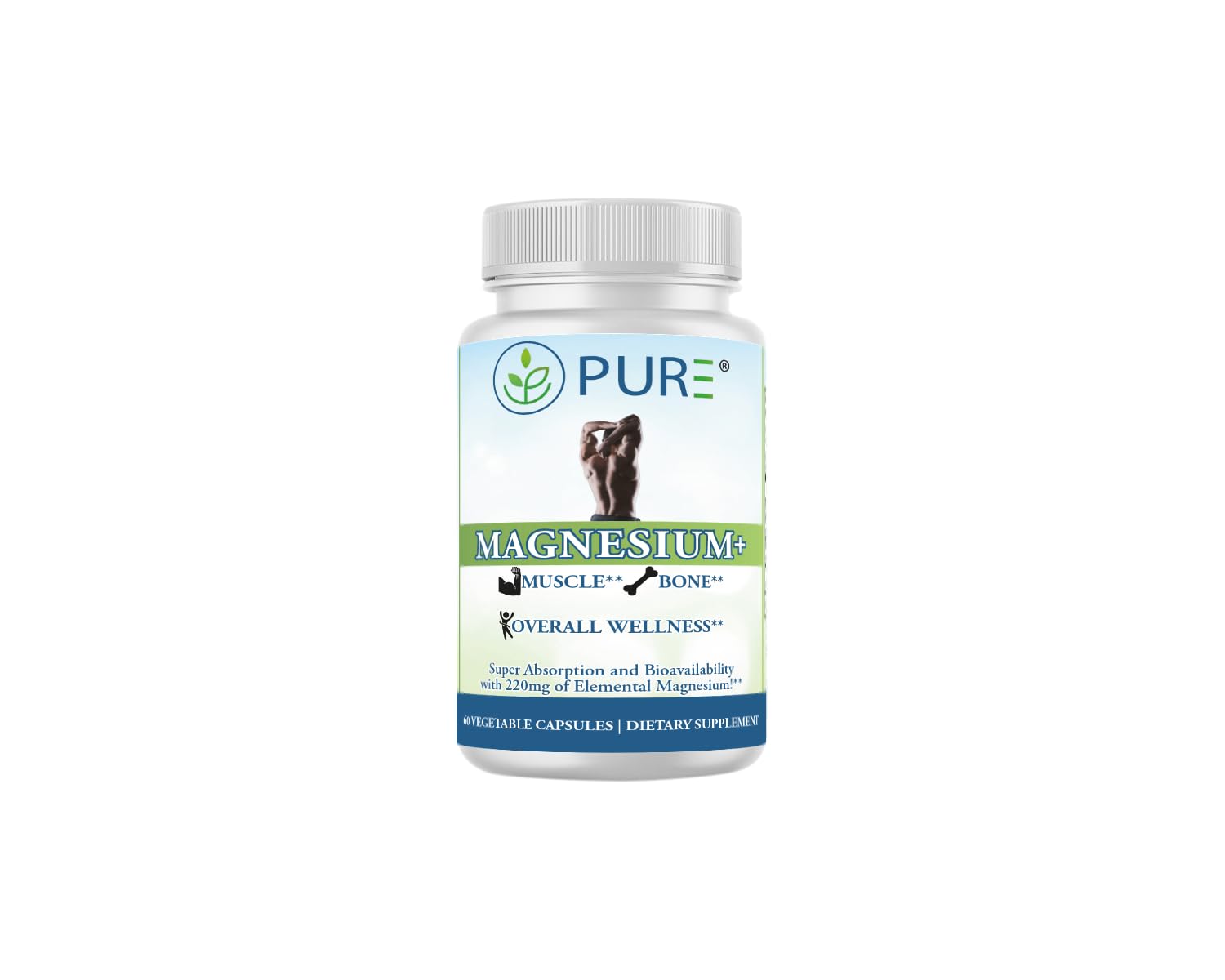 PURE Magnesium+ High Absorption Supplement Capsule, 60 Capsules