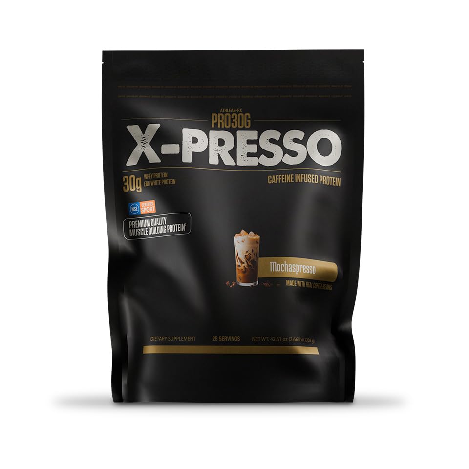 ATHLEAN-RX PRO-30G Xpresso Premium Caffeinated Protein Powder Mochaspresso, 2.78 lb