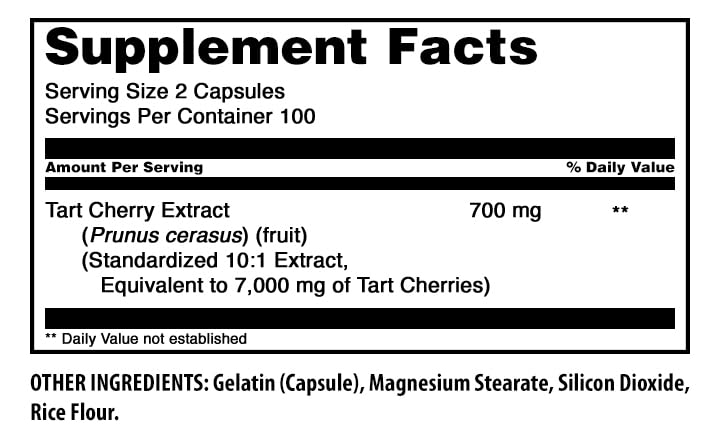 Amazing Nutrition Tart Cherry 700 mg Standardized 10:1 Extract Capsules, 200 Count