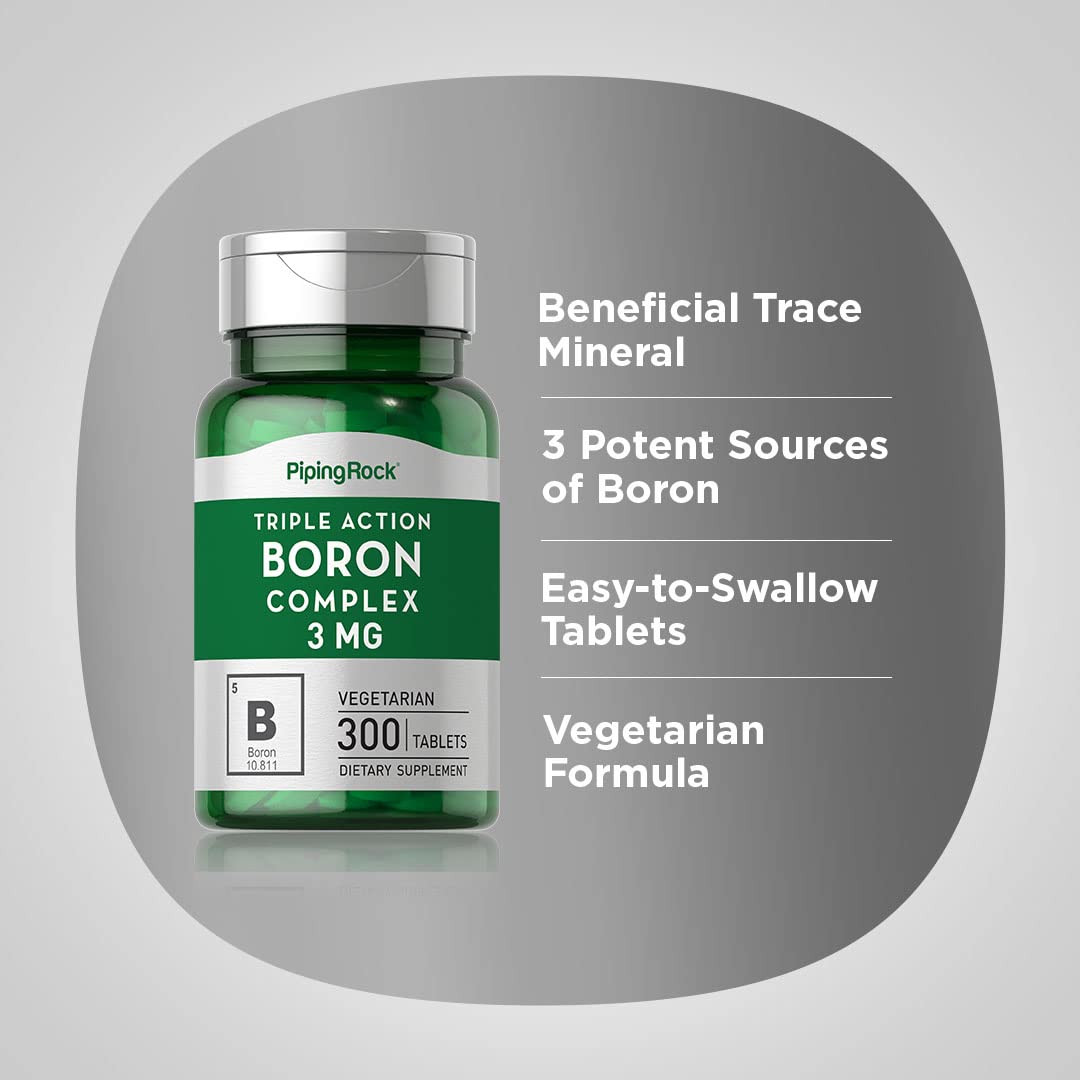 Piping Rock Boron Supplement for Men and Women Tablet, 300 Tablets