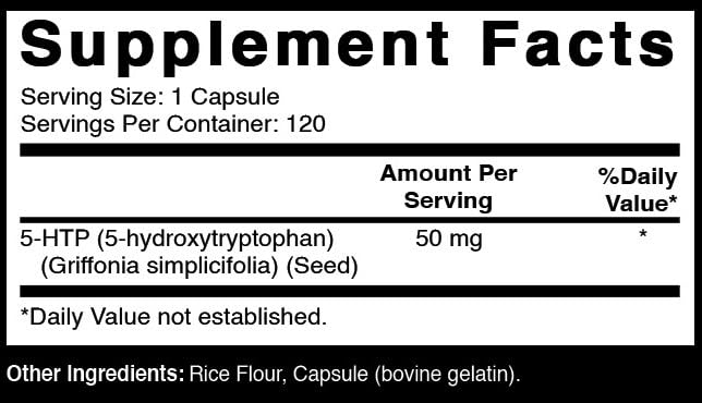 Oxify 5-HTP 5-Hydroxytryptophan 50 mg, 120 Capsules