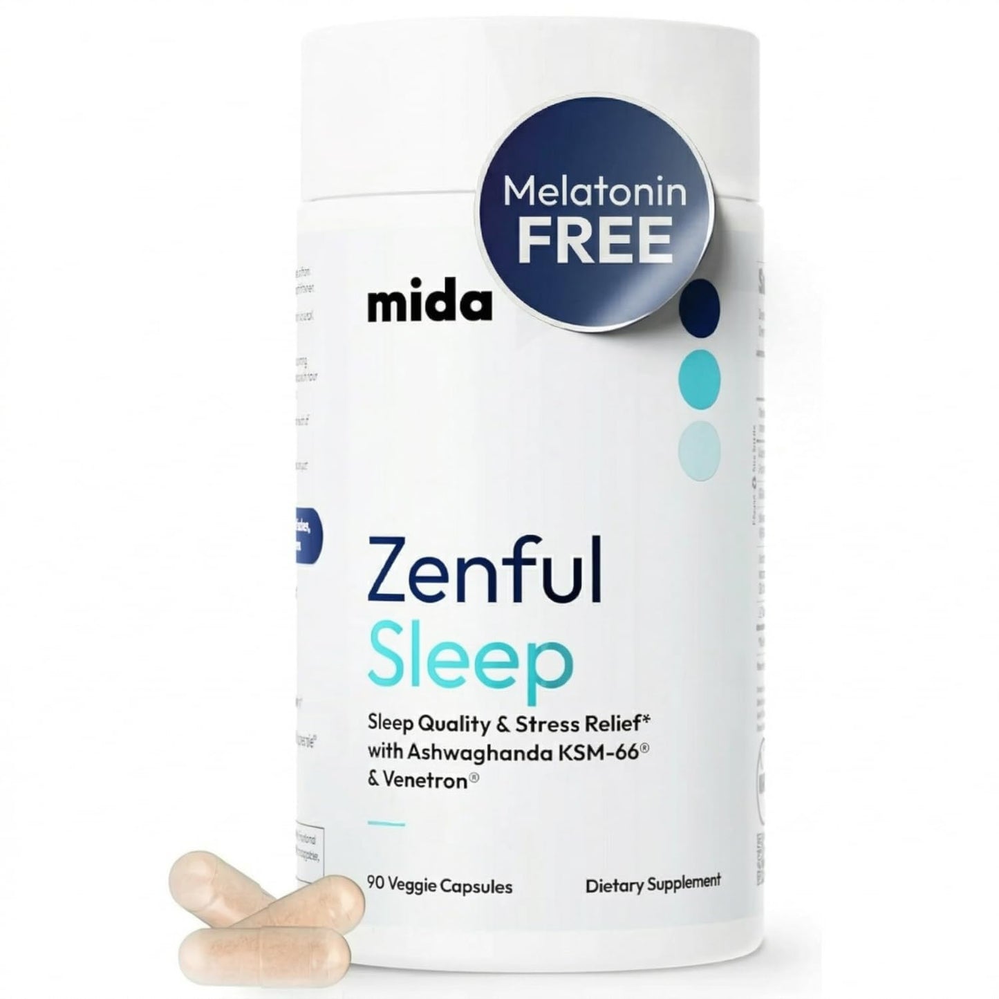 Mida Health Zenful Sleep 6-in-1 Natural Sleep Aid for Adults Without Melatonin, 90 Capsules