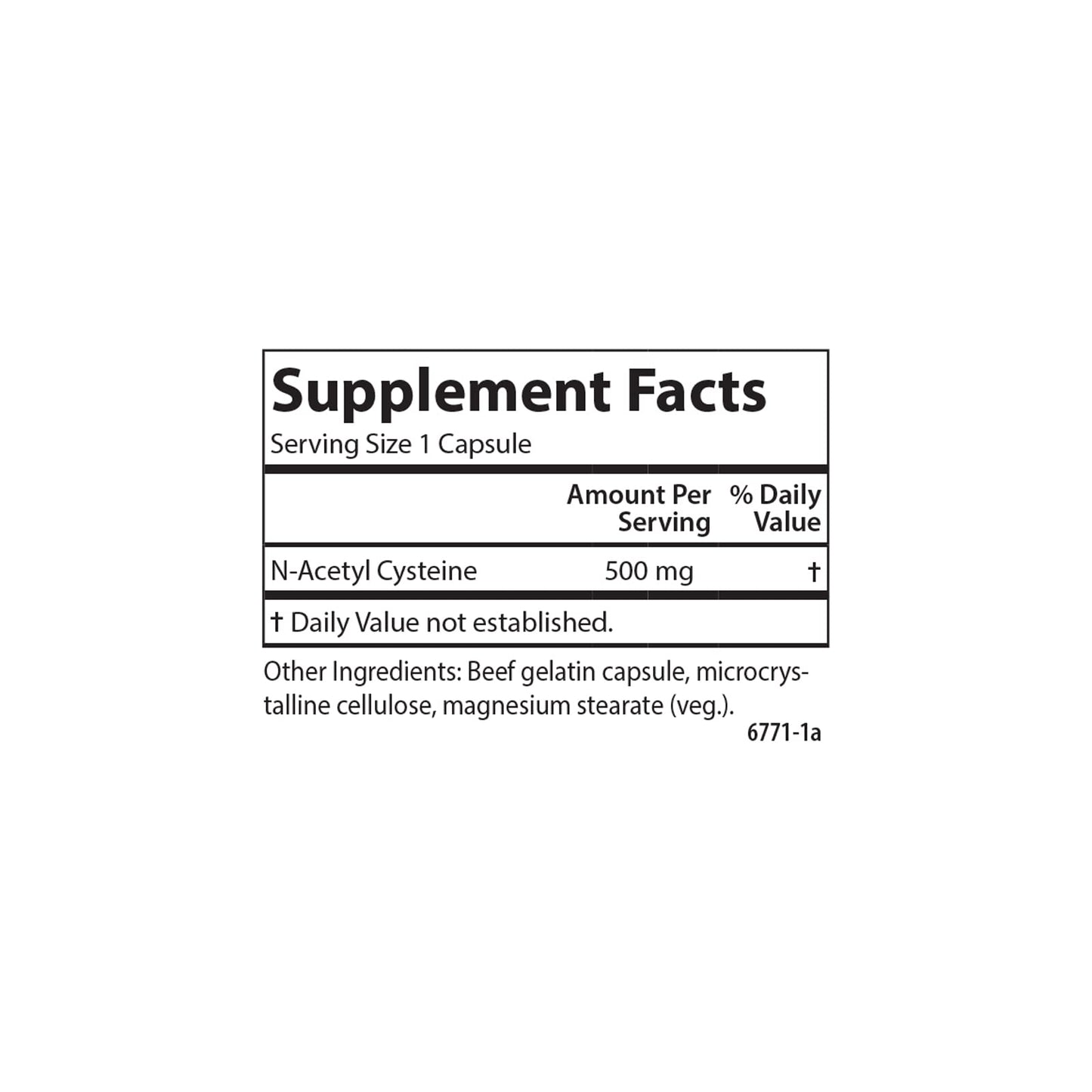 Carlson N-Acetyl Cysteine 500 mg Capsules, 120 Count