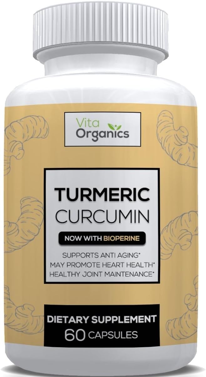 Vita Organics Turmeric Curcumin 1300mg, 60 Capsules