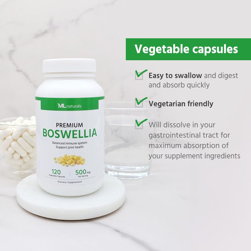 ML Naturals Boswellia 500mg Capsules, 120 Count