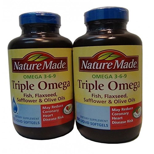 Nature Made Triple Omega 3 6 9 - Fish, Flaxseed, Safflower & Olive Oils Softgel, 360 Softgels