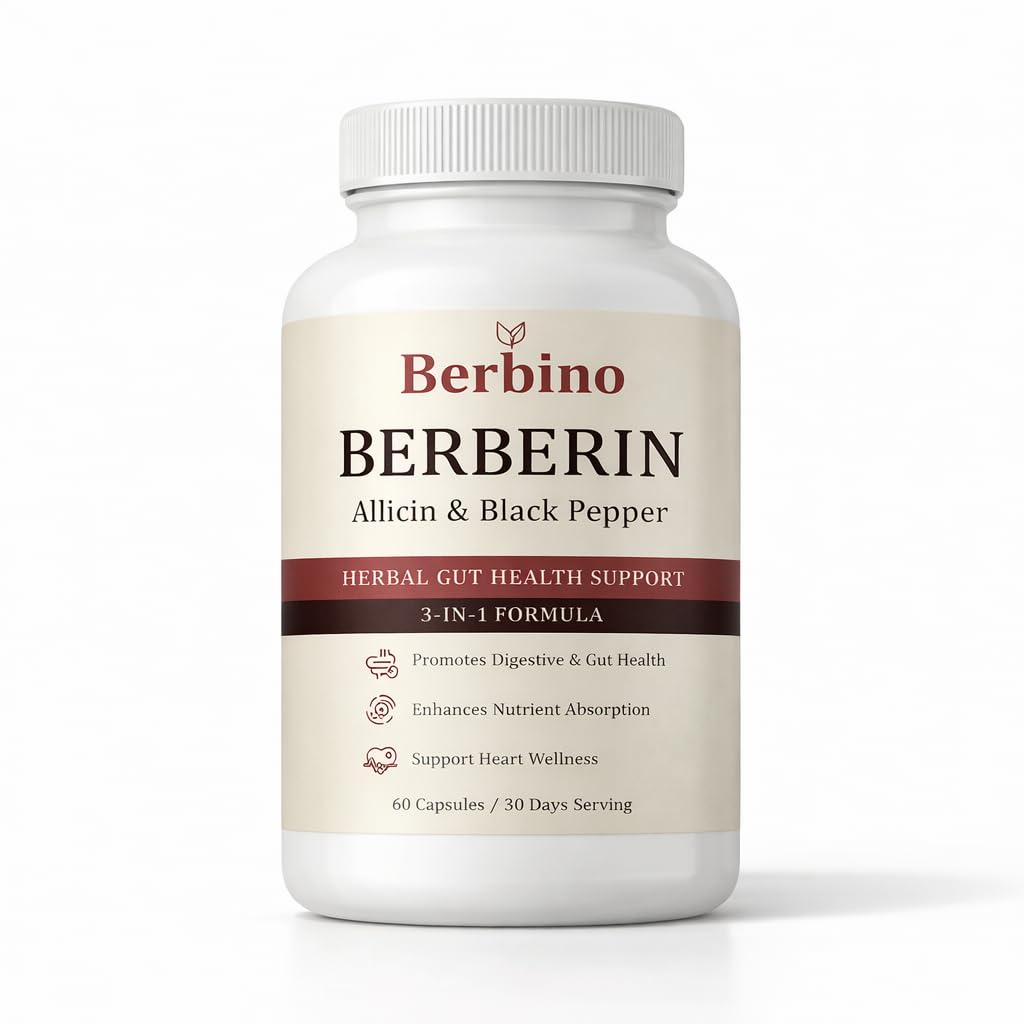 NEURODROPS Berbino Berberine Complex with Allicin & Black Pepper Extract Capsules, 60 Count