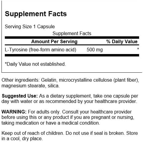 Swanson L-Tyrosine Capsules, 100 Count