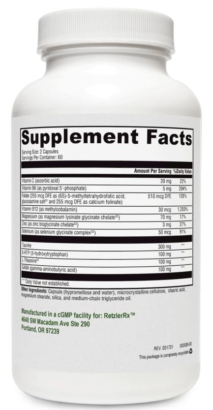 HormoneSynergy RetzlerRx Brain Calm ES 120 Capsules