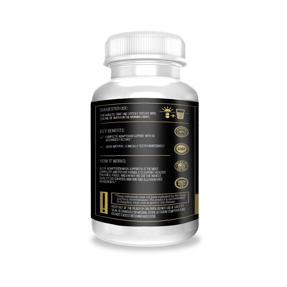 ACTIF Adaptogen Mega Support with 14 Advanced Factors for Energy, Clarity and Daily Functions, 1 Capsule