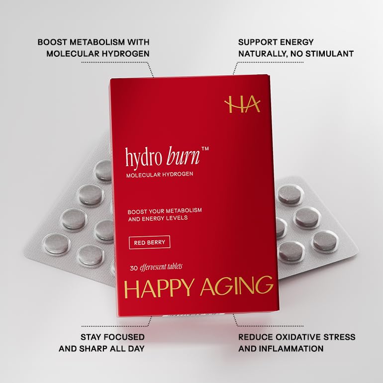 Happy Aging Hydro Burn H2 Molecular Hydrogen Water Tablets, 30 Tablets
