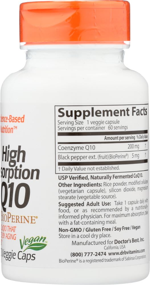 Doctor's Best High Absorption CoQ10 Capsule 200 mg, 60 Count