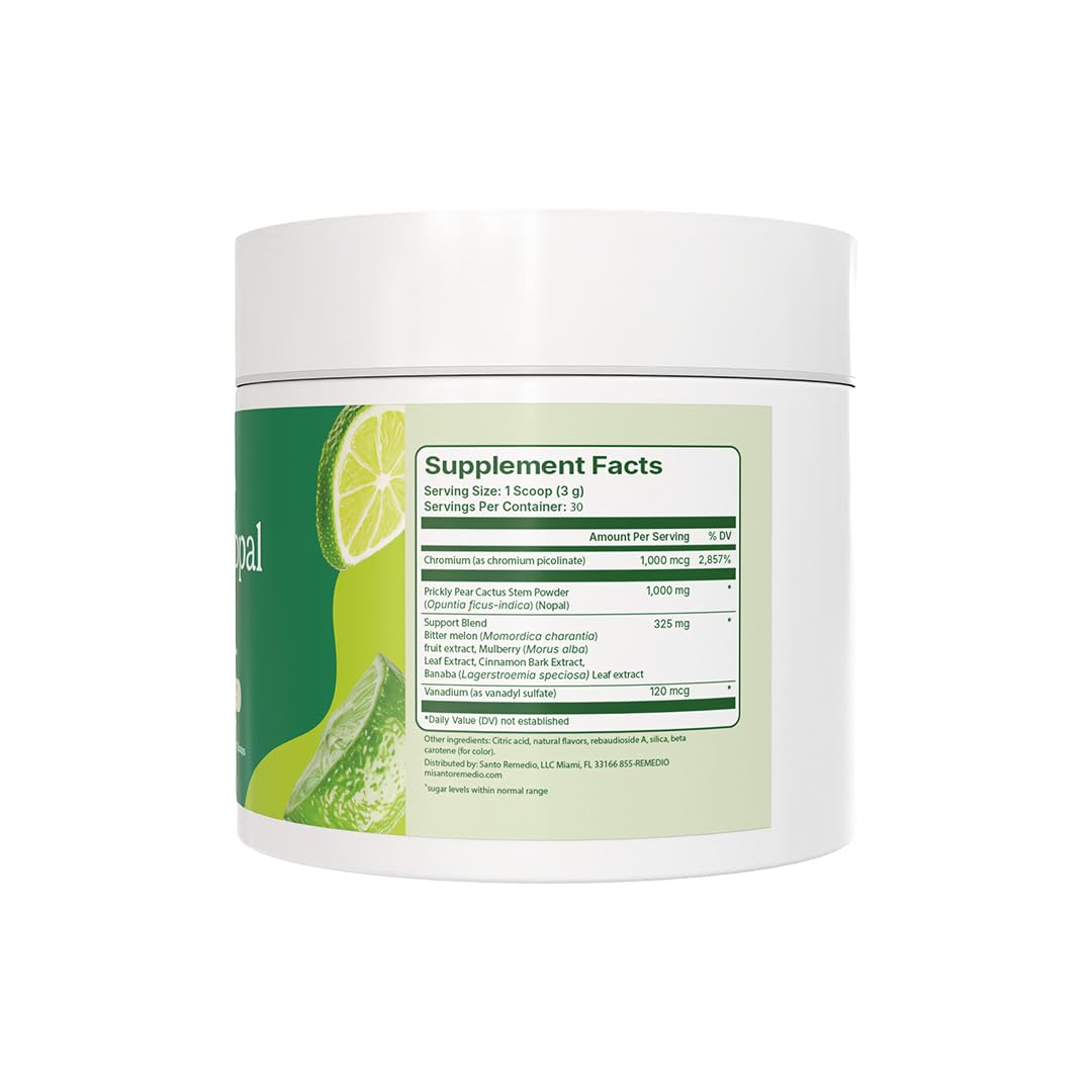 Santo Remedio Super Nopal Powder, Lime Flavor, Nopal Cactus & Prickly Pear Formula, Dietary Supplement, 3.2
