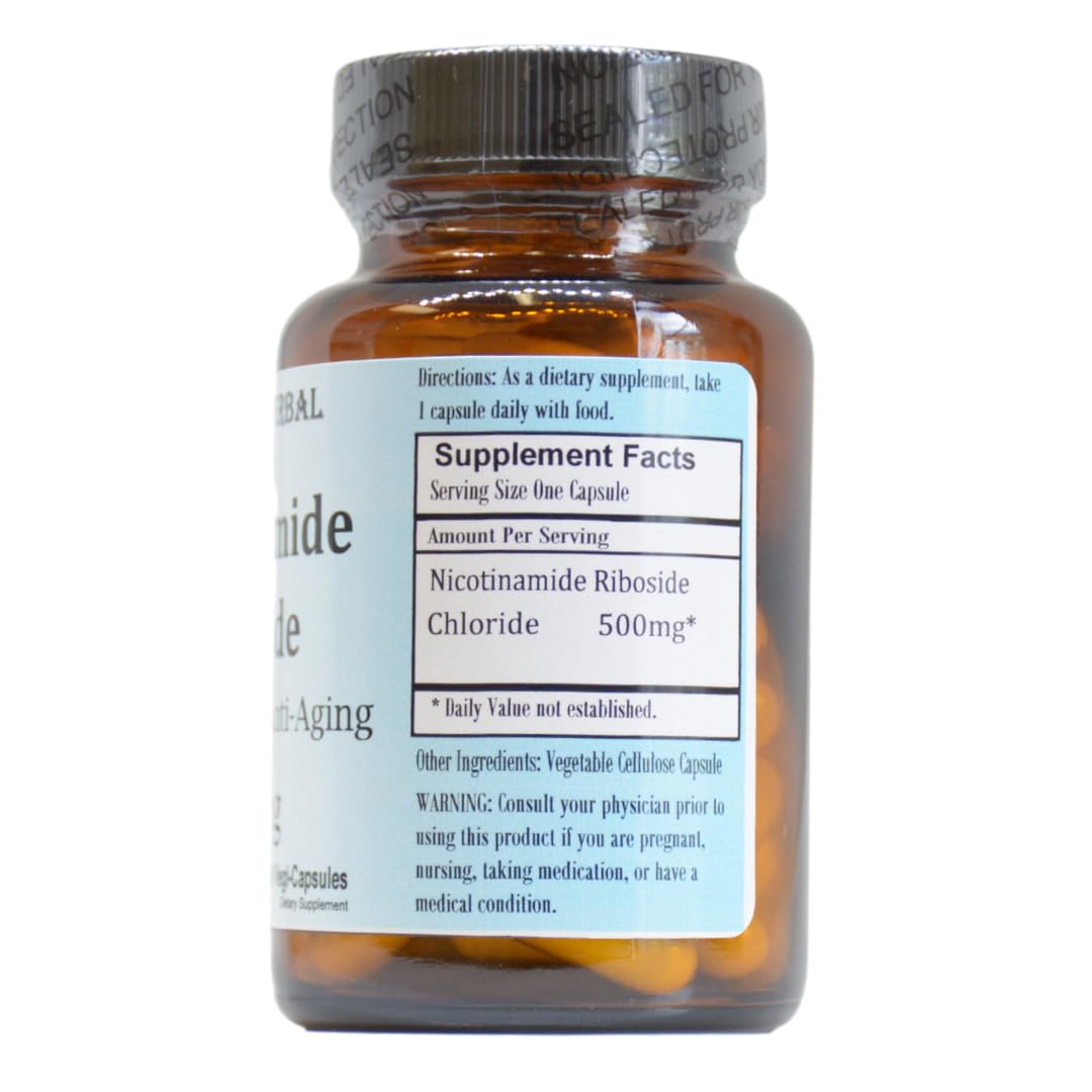 Barlowe's Herbal Elixirs Nicotinamide Riboside 500mg Per Capsule, 60 Capsules