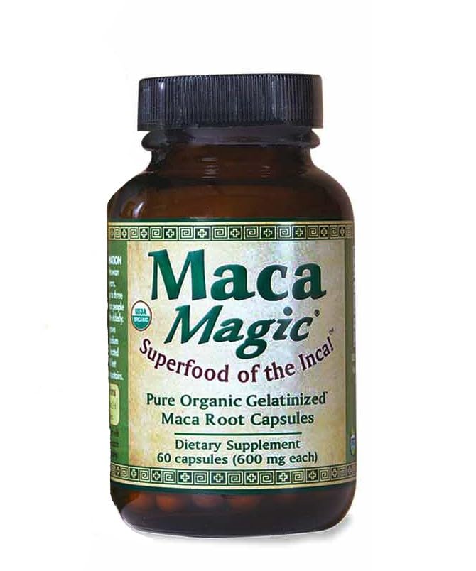 Maca Magic 100% Organic Gelatinized Powder Maca Vegan Capsules, 60 Capsules