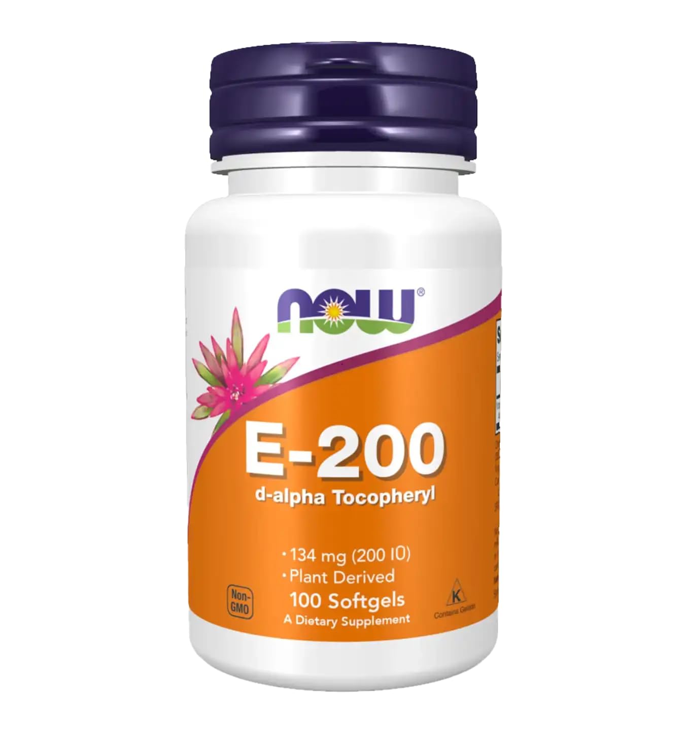 NOW Foods E-200 D-Alpha Tocopheryl 200 IU Softgels, 100 Count