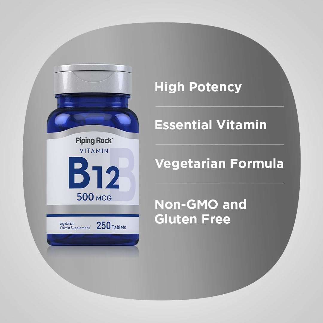Piping Rock Vitamin B12 500 mcg Tablet, 250 Tablets
