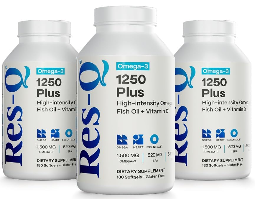 Res-Q 1250+ Omega-3 & Vitamin D3 Fish Oil Capsules, 540 Count
