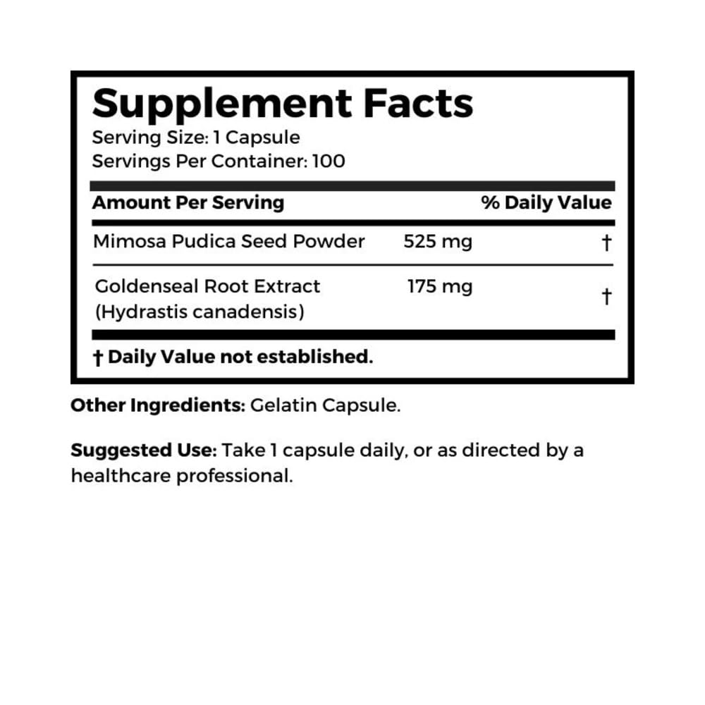 Dr Clark Store Mimosa Pudica & Goldenseal 100 Capsules