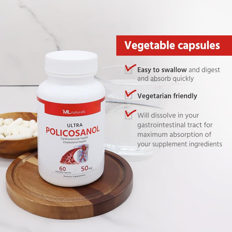 ML Naturals Policosanol 50 mg Capsules, 60 Count