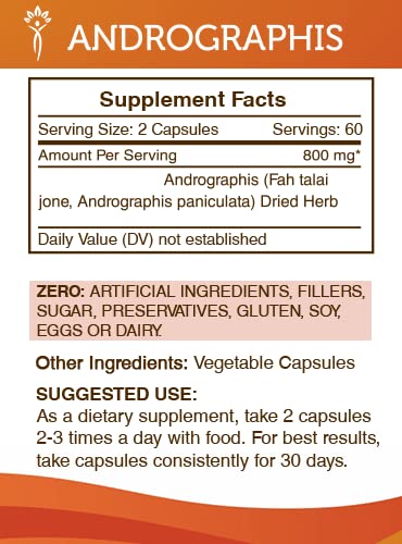 Secrets of the Tribe Andrographis Paniculata 800 mg Capsules, 120 Count