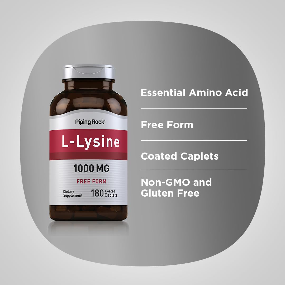 Piping Rock L-Lysine 1000mg Caplet, 180 Caplets