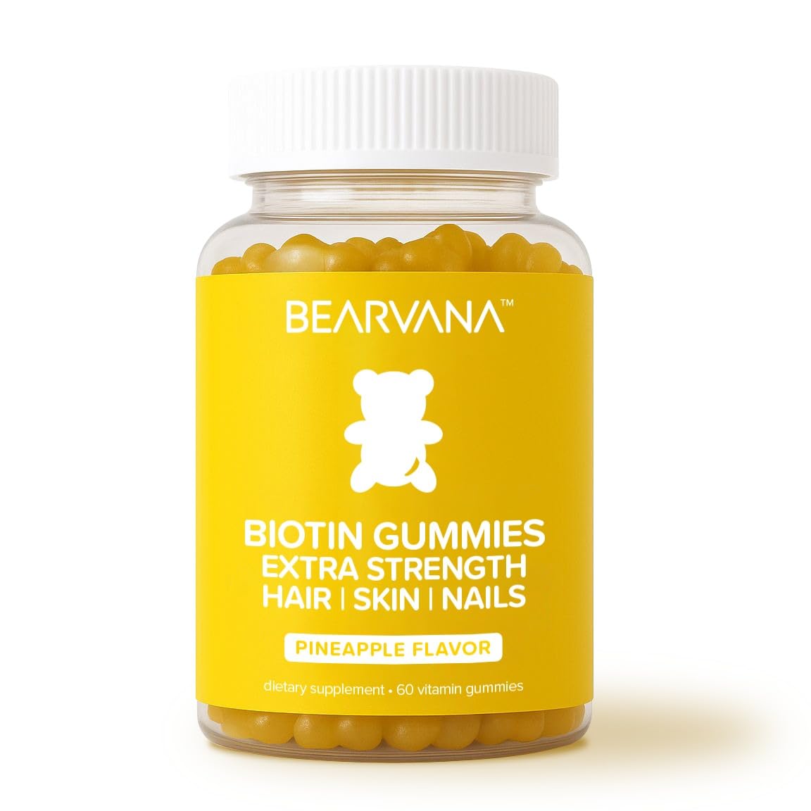 BEARVANA Biotin Gummies Extra Strength Hair Skin & Nails Vitamins, Gummy, 60 Count