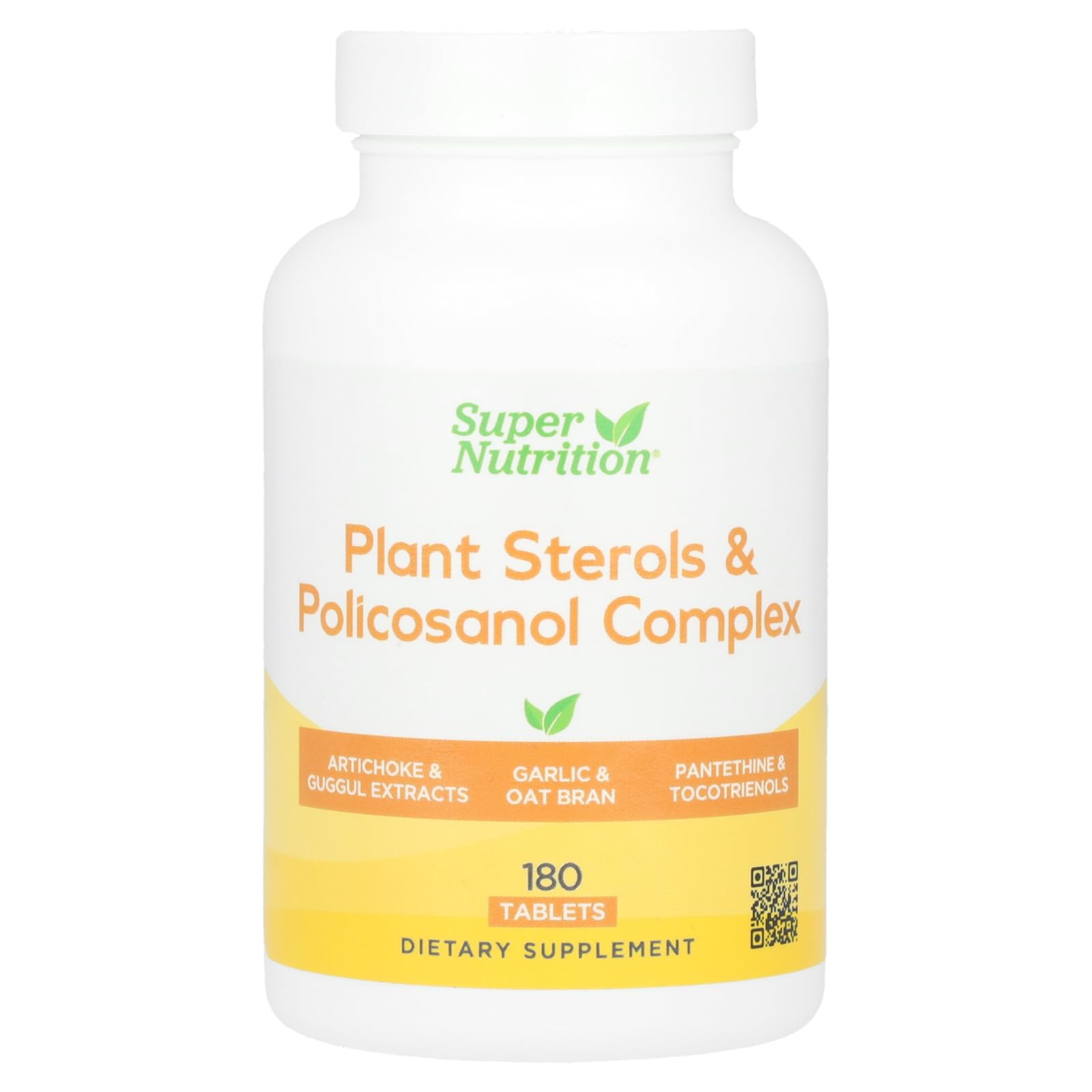 SuperNutrition Plant Sterols & Policosanol Complex with Folate, Guggul Extract, Soy Germ Extract, and Oat Bran, 180 Tablets