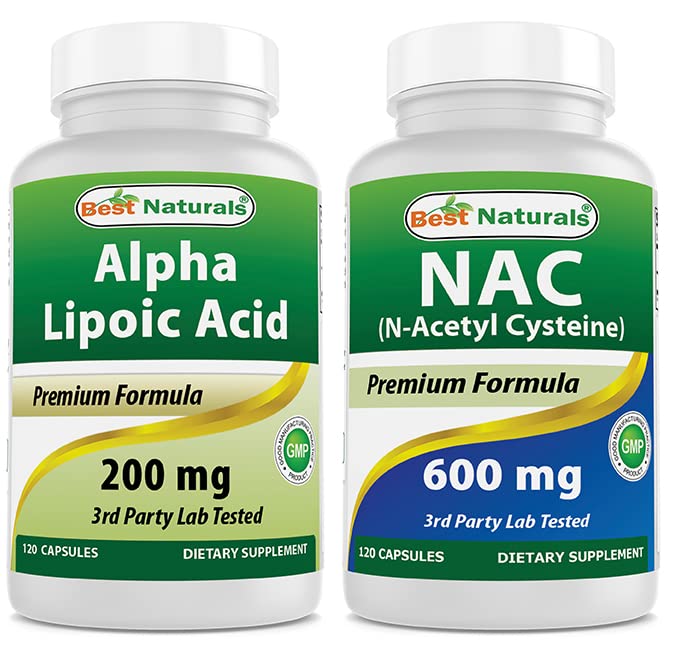 Best Naturals Alpha Lipoic Acid 200 mg & NAC 600 mg Capsules, 120 Count