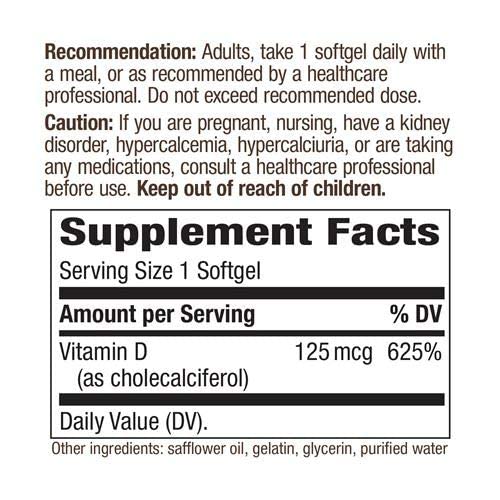 Nature's Way Vitamin D3 5000 IU Softgels 480 Count
