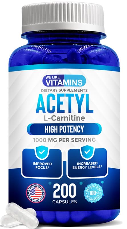 We Like Vitamins Acetyl L-Carnitine 1000mg Capsules, 200 Count
