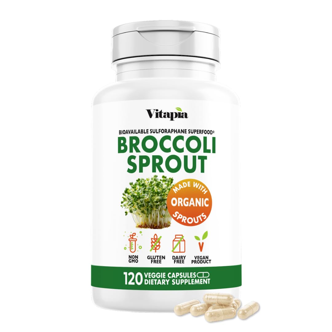 Vitapia Organic Broccoli Sprout & Broccoli Extract for Sulforaphane 120 Veggie Capsules