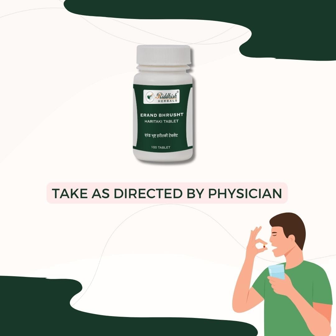 Riddhish HERBALS Erand Bhrusht Haritaki Tablet – Ayurvedic Digestive & Bowel Support Formula, 1 Tablet