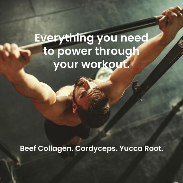 SUPER POWER PROTEIN Hydrolyzed Beef Collagen Peptides Powder with Cordyceps & Yucca Root Mango Flavor, 10 oz