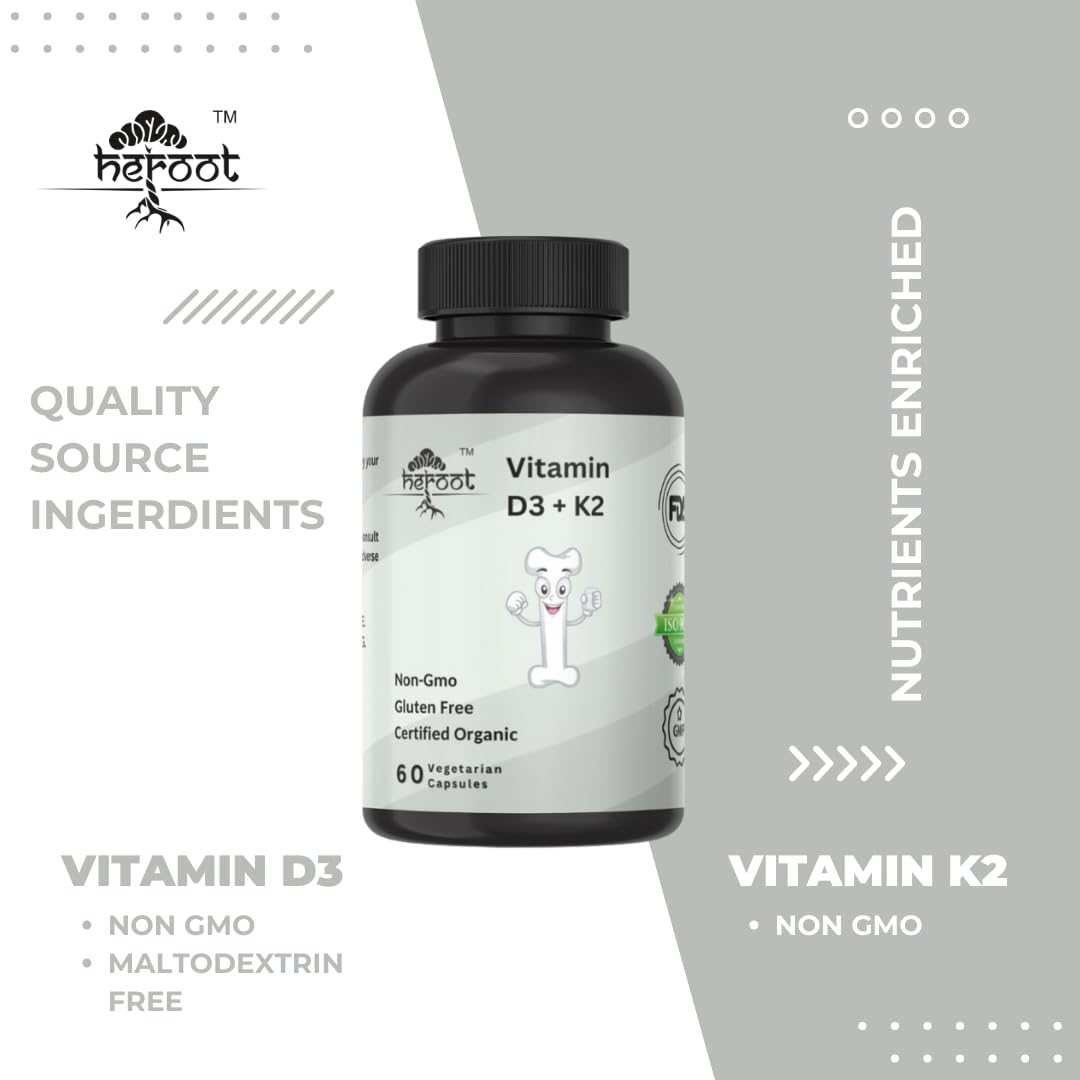 Heroot Vitamin K2 (MK7) with D3 Extra Strength Capsule, 120 Count