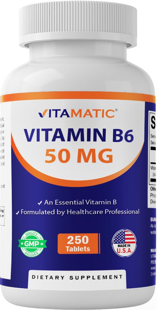 Vitamatic Vitamin B6 (Pyridoxine HCI) 50 mg Tablets - 250 Tablets