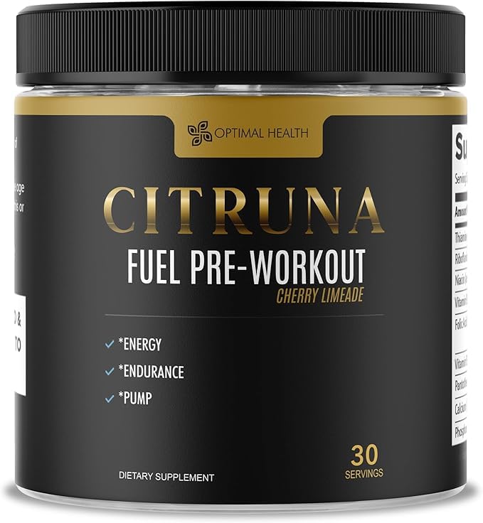 Citruna Fuel Pre Workout Mix and Energy Supplement Powder 6.35 Ounce