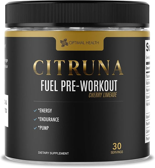 Citruna Fuel Pre Workout Mix and Energy Supplement Powder 6.35 Ounce