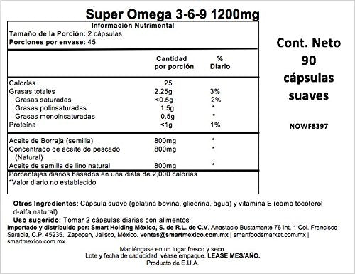 NOW Foods Super Omega 3-6-9 1200 mg Softgels, 1 Count